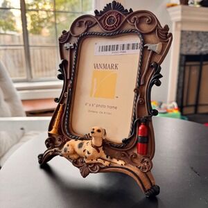 New Vintage Y2K 3D Vanmark Red Hats of Courage Firefighter Dog Photo Frame 4x6